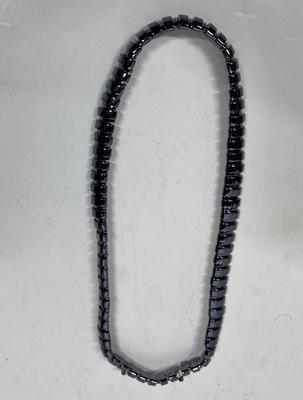 Vintage Black Hematite Snake Chain Necklace Choker Flat Link Semi Rigid