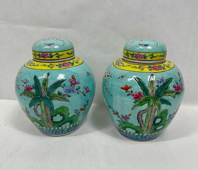 Vintage Late Qing Dynasty or early Republic of China Pastel Turquoise Lidded Ginger Jar