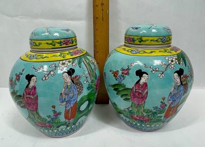 Vintage Late Qing Dynasty or early Republic of China Pastel Turquoise Lidded Ginger Jar