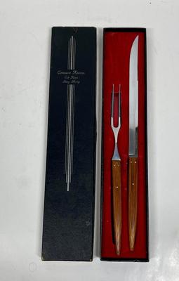 Vintage Kinfolks Chrome 2 Pc Knife Fork Concave Knives Cut Keen Carving Set In Box