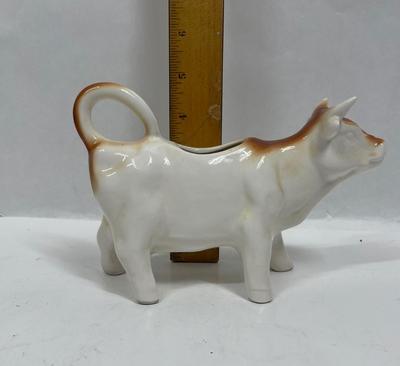 Vintage Collectible Ceramic Guernsey Cow Creamer Made in Germany, Small Ceramic Guernsey Cow Pitcher, German Ceramic Cow Creamer