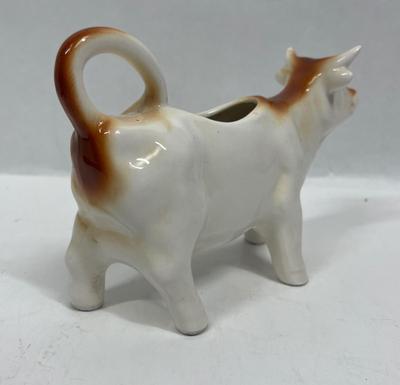 Vintage Collectible Ceramic Guernsey Cow Creamer Made in Germany, Small Ceramic Guernsey Cow Pitcher, German Ceramic Cow Creamer