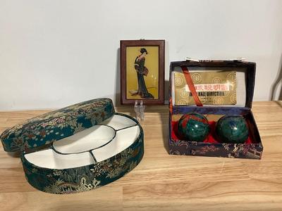 Asian Jewlery Box, Picture, and Iron Balls