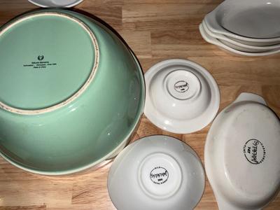 Blue Serving Bowl, 5 sauce bowls, and 4 small baking dish