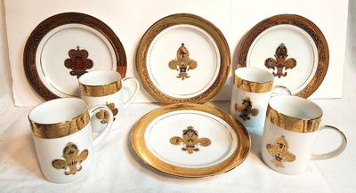 Lot #76 8 Piece Dessert Set - Muirfield "Magnificence" pattern - fleur di lis design
