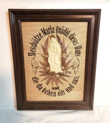 Lot #87 Antique German Paper-Punch Religious Motto in Frame
