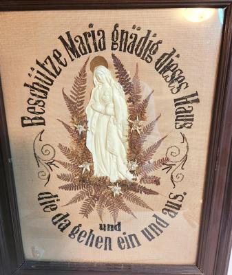 Lot #87 Antique German Paper-Punch Religious Motto in Frame