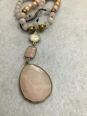 Pink Quartz Semi Precious Necklace