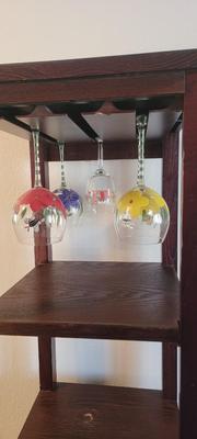 Wine rack with glasses