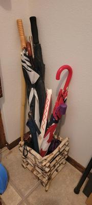 Umbrellas and holder