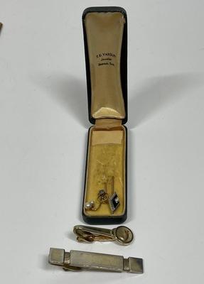 Vintage Stick Pins and Tie Clips in Case