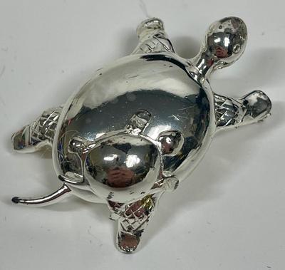 Turtle Brooch Pin Silvertone