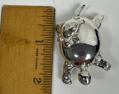 Turtle Brooch Pin Silvertone