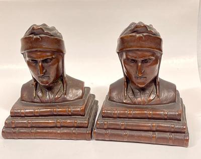 Rare DANTE Alighieri Bronze/Copper Bookends c. 1920