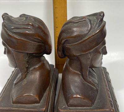 Rare DANTE Alighieri Bronze/Copper Bookends c. 1920