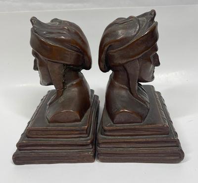 Rare DANTE Alighieri Bronze/Copper Bookends c. 1920
