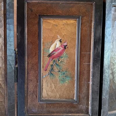 LOT 2A: Vintage Hand-Painted Lacquered Wood Screen