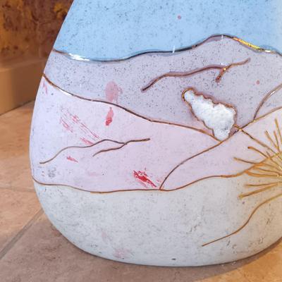 LOT 11B: Signed Gina Arrighetti Gold Inlay Southwestern Vase w/ Charles Fotch Signed Vase