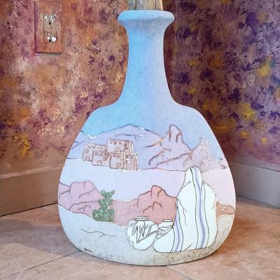 LOT 11B: Signed Gina Arrighetti Gold Inlay Southwestern Vase w/ Charles Fotch Signed Vase