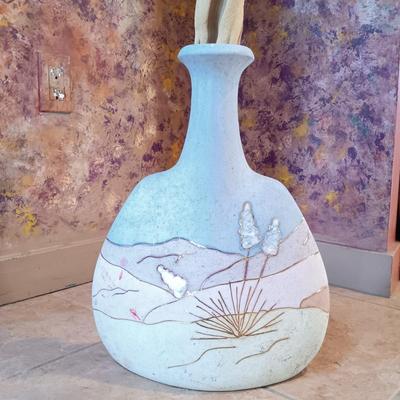 LOT 11B: Signed Gina Arrighetti Gold Inlay Southwestern Vase w/ Charles Fotch Signed Vase