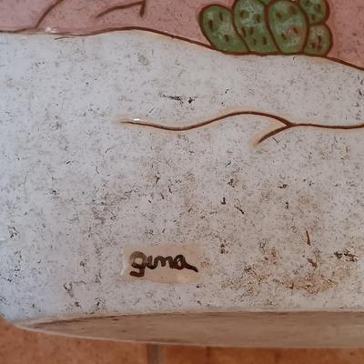 LOT 11B: Signed Gina Arrighetti Gold Inlay Southwestern Vase w/ Charles Fotch Signed Vase