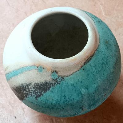 LOT 11B: Signed Gina Arrighetti Gold Inlay Southwestern Vase w/ Charles Fotch Signed Vase