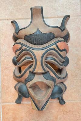 LOT 19A: Carved, Wooden Tribal Mask Wall Decor