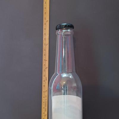 LOT 20B: Vintage Löwenbräu Brewery Glass-Front Lighted Bar Sign, Budweiser Salutes Mirror & Plastic Booze Bank