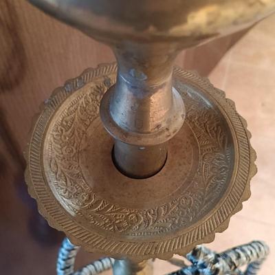 LOT 22B: Etched Brass Floor Hookah 4-1/2 ft