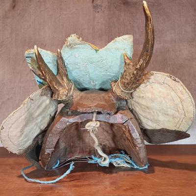 LOT 24A: Guatemalan Deer Mask, Panama Woven Mask & Hand-Carved Wood Cat Mask
