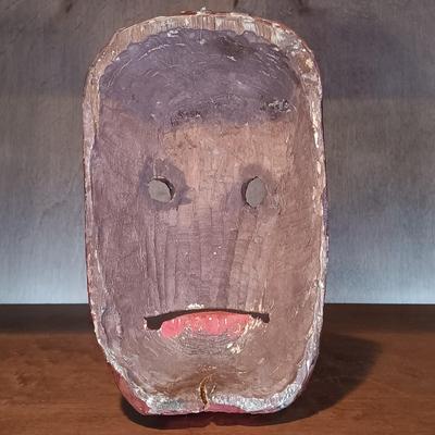 LOT 24A: Guatemalan Deer Mask, Panama Woven Mask & Hand-Carved Wood Cat Mask