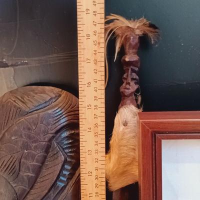 LOT 26A: Miniature Dan-Style Masks, African Art Balancing Statue &Hand-Carved Wood Mask