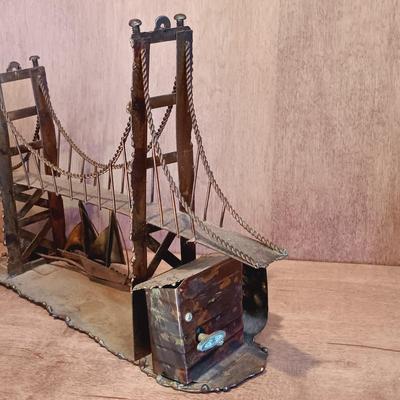 LOT 27A: MCM Metal San Francisco Bridge Music Box, EJB Swiss Farmhouse Music Box & More