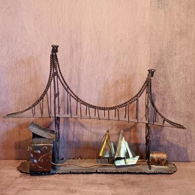 LOT 27A: MCM Metal San Francisco Bridge Music Box, EJB Swiss Farmhouse Music Box & More