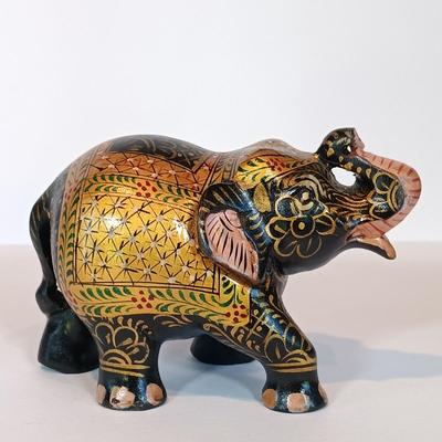 LOT 29A: Decorative Dinner Gong, Small Brass Turtle, Lacquered Elephant & More