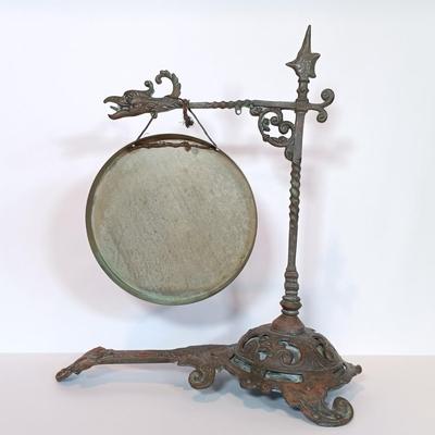 LOT 29A: Decorative Dinner Gong, Small Brass Turtle, Lacquered Elephant & More