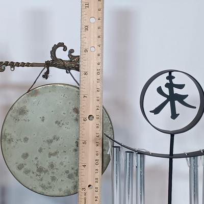 LOT 29A: Decorative Dinner Gong, Small Brass Turtle, Lacquered Elephant & More