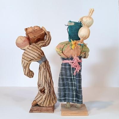 LOT 31A: Lustre Ware Fisherman Vase, Persian Miniatures Book, Vintage Tourist Dolls & Mini Basket