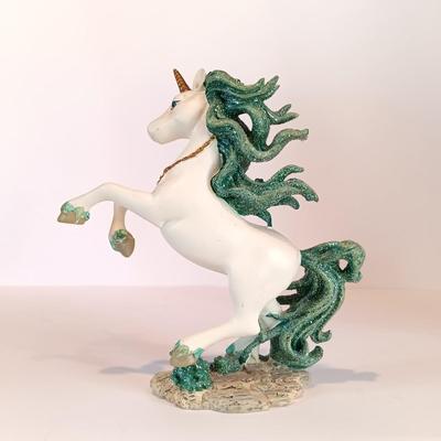 LOT 32A: Brass Unicorn Trivet, Pink is for Hope Unicorn, Cobalt Blue Half-Moon Art Glass & More