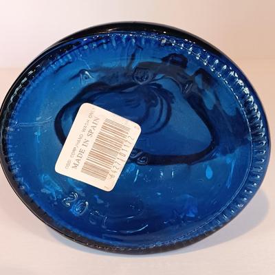 LOT 32A: Brass Unicorn Trivet, Pink is for Hope Unicorn, Cobalt Blue Half-Moon Art Glass & More