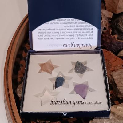 LOT 34A: An Assortment of Rocks and Fossils with Woven Flat Basket