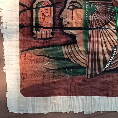 LOT 36A: Set of (2) Contemporary Hand-Painted Papyrus Art