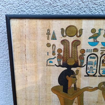 LOT 36A: Set of (2) Contemporary Hand-Painted Papyrus Art