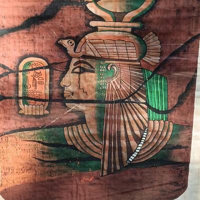 LOT 36A: Set of (2) Contemporary Hand-Painted Papyrus Art