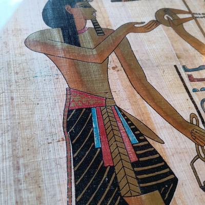 LOT 36A: Set of (2) Contemporary Hand-Painted Papyrus Art