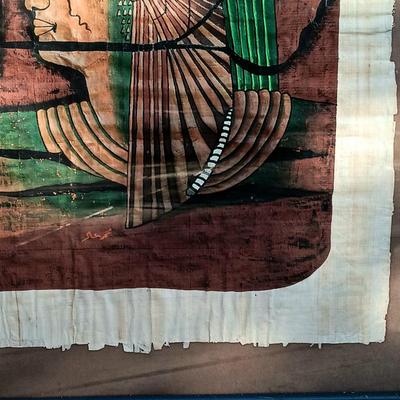 LOT 36A: Set of (2) Contemporary Hand-Painted Papyrus Art