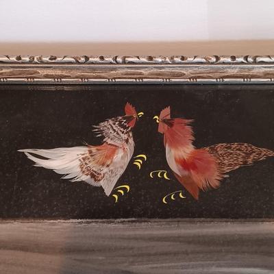 LOT 39A: Vintage Spanish Rooster Fight Folk Art