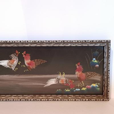 LOT 39A: Vintage Spanish Rooster Fight Folk Art