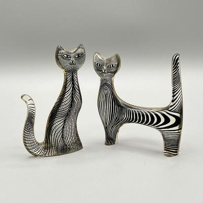 LOT 52C: Vintage Mid Century 1960s Lucite Cat Figurines - Abraham Palatnik - Brazil