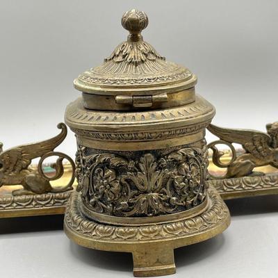 LOT 56C: Antique Brass Inkwell